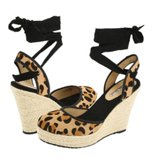 Charles David Shoes - Charles David Animal Print Calf Hair Strappy Spadrille Wedge Size Size 7
